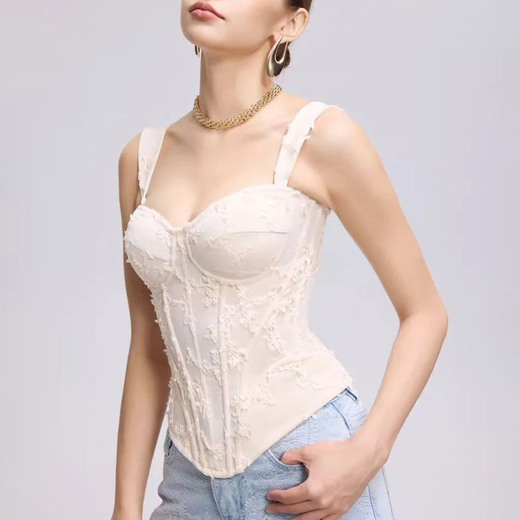 Floral Applique Corset Top