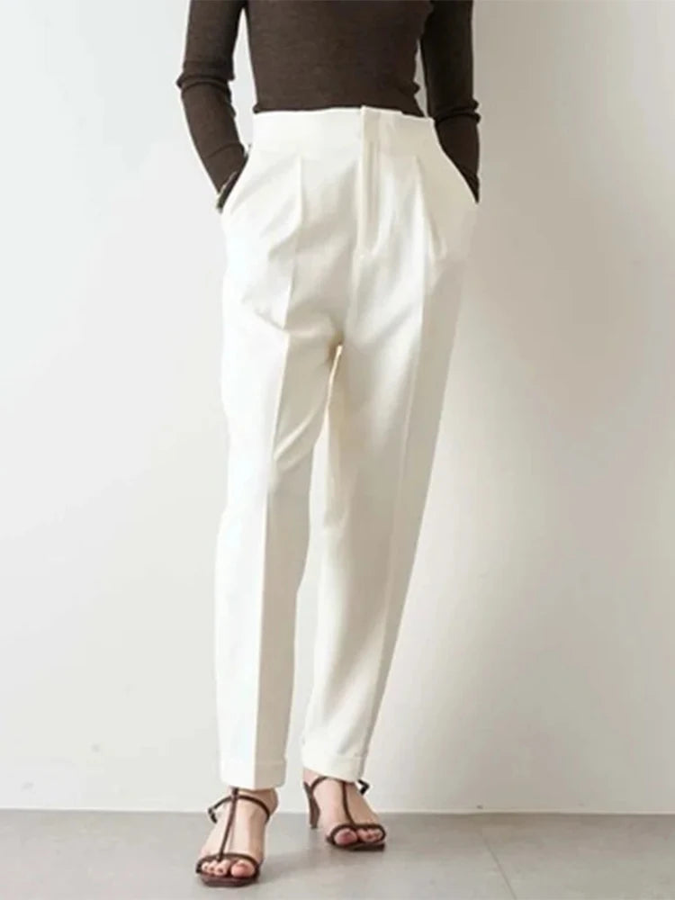 Pleated Tapered Ankle Pants