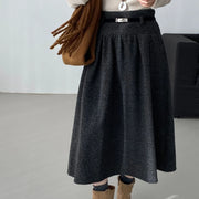 Pleated A-Line Long Skirt