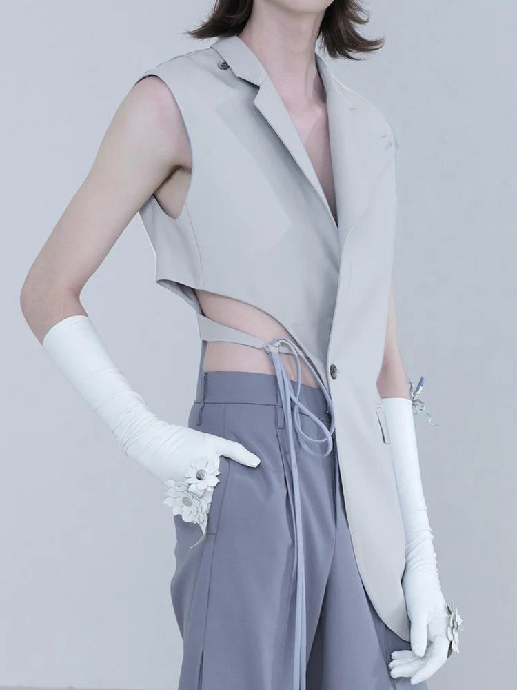 Asymmetric Lace-Up Tailored Vest