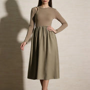 Cutout-Shoulder Gathered Dress