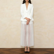 Shawl-Collar Jacket and Sheer Pants Set