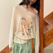 Graphic Off-Shoulder Relaxed Top