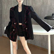 Floral-Panel Relaxed Blazer