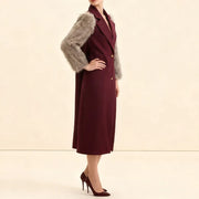 Contrast-Textured Sleeve Long Coat