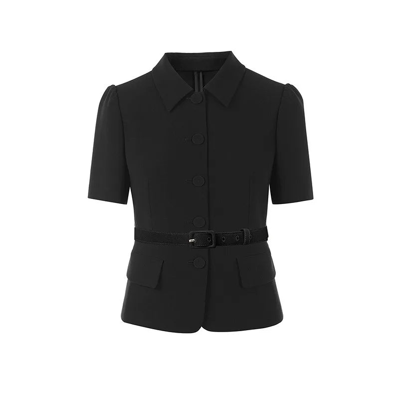 Short-Sleeve Belted Jacket