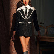 Embellished Long-Sleeve Mini Dress