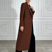 Double-Breasted Brown Long Coat