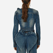 Asymmetric Wrap-Front Cropped Jacket