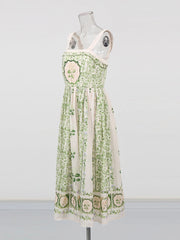 Floral Square-Neck Strap Dress