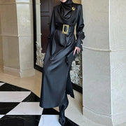 Draped High-Neck Dress