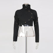Embellished Cropped-Top Skirt Set