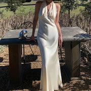 Deep-V Halter Long Dress