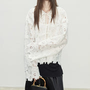 Scalloped-Hem Lace Blouse