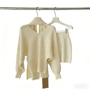 Ribbed Sweater and Skirt Set