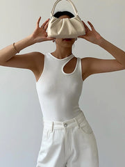 Cutout-Neck Sleeveless Tank Top