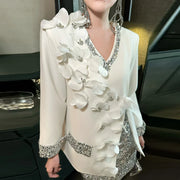 Contrast-Trim Jacket and Skirt Set