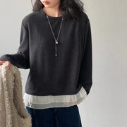 Contrast Ruffle-Hem Relaxed Top
