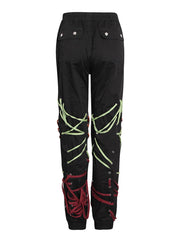 Strap-Detail Drawstring Tapered Pants