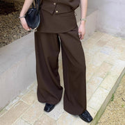 Asymmetric-Waist Wide-Leg Pants