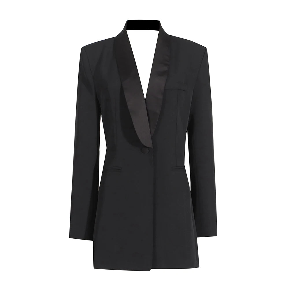 Shawl-Collar Longline Blazer