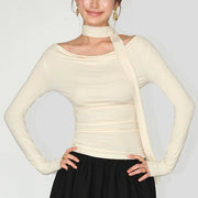 Scoop-Neck Long-Sleeve Top