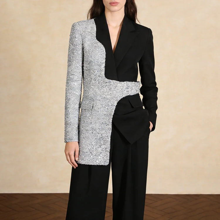 Asymmetric Two-Tone Blazer