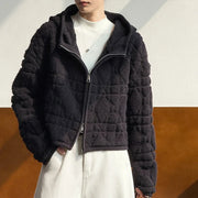Textured Hooded Zip-Up Jacket