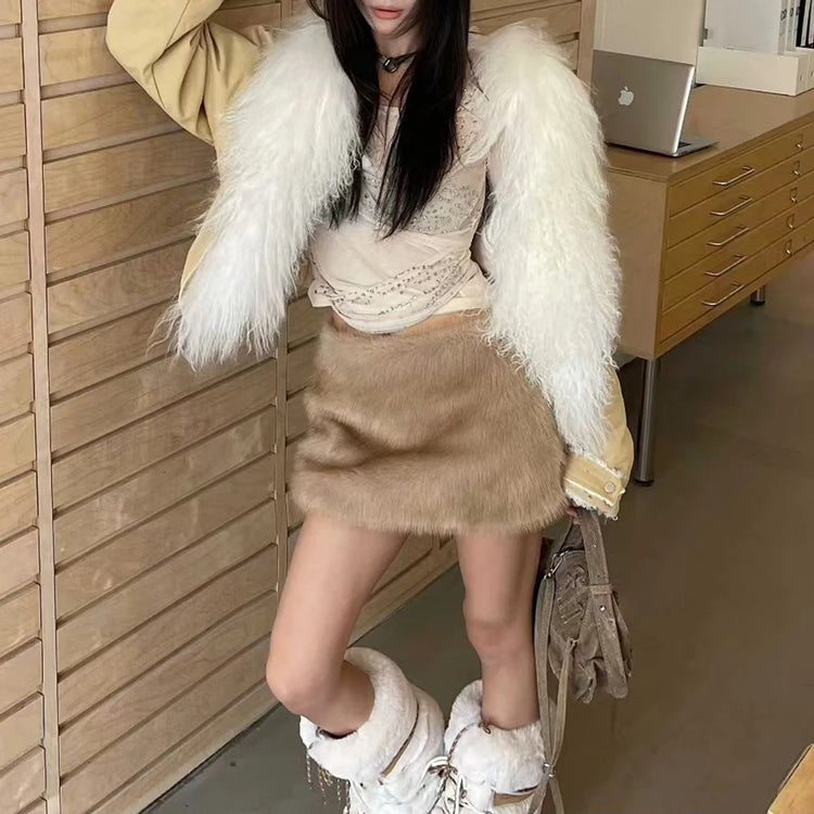 Shaggy-Trim Cropped Jacket