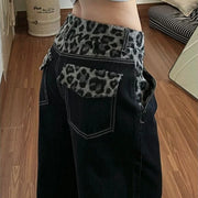 Leopard-Waist Wide-Leg Pants