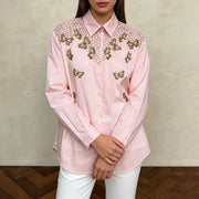 Floral-Embellished Button-Up Shirt