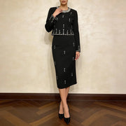Embellished Top and Pencil Skirt Set