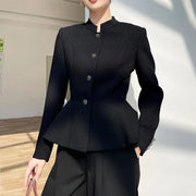 Stand-Collar Peplum Jacket