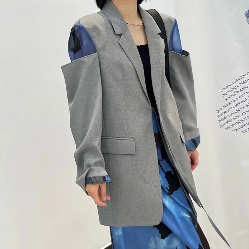 Cutout-Sleeve Longline Blazer