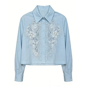 Contrast Lace Applique Shirt