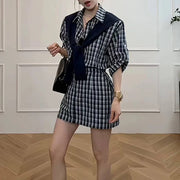Plaid Short-Sleeve Shirt Dress