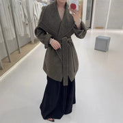 Wide-Lapel Tie-Waist Coat