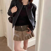 Pleated Panel Mini Skirt