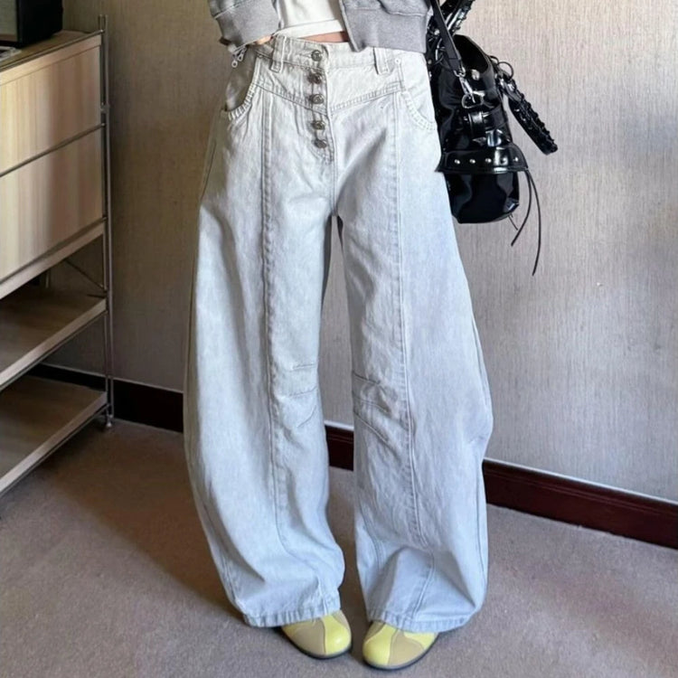 Button-Fly Wide-Leg Pants