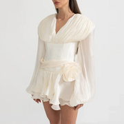 Rosette Ruffled Mini Dress