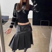 Patch-Pocket Pleated Skirt