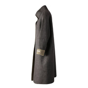 Contrast-Trim Longline Coat
