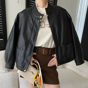 Stand-Collar Zip-Up Bomber Jacket