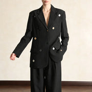 Mixed-Button Double-Breasted Blazer