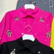 Embellished Glossy Cropped Shirt