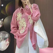Floral Applique Long-Sleeve Shirt
