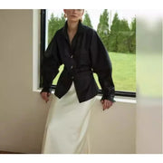 Gathered-Waist Long-Sleeve Shirt