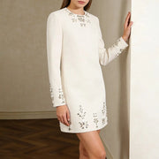 Embellished Long-Sleeve Mini Dress