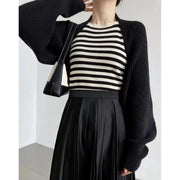 Balloon-Sleeve Cropped Cardigan
