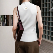 Keyhole-Detail Sleeveless High-Neck Top